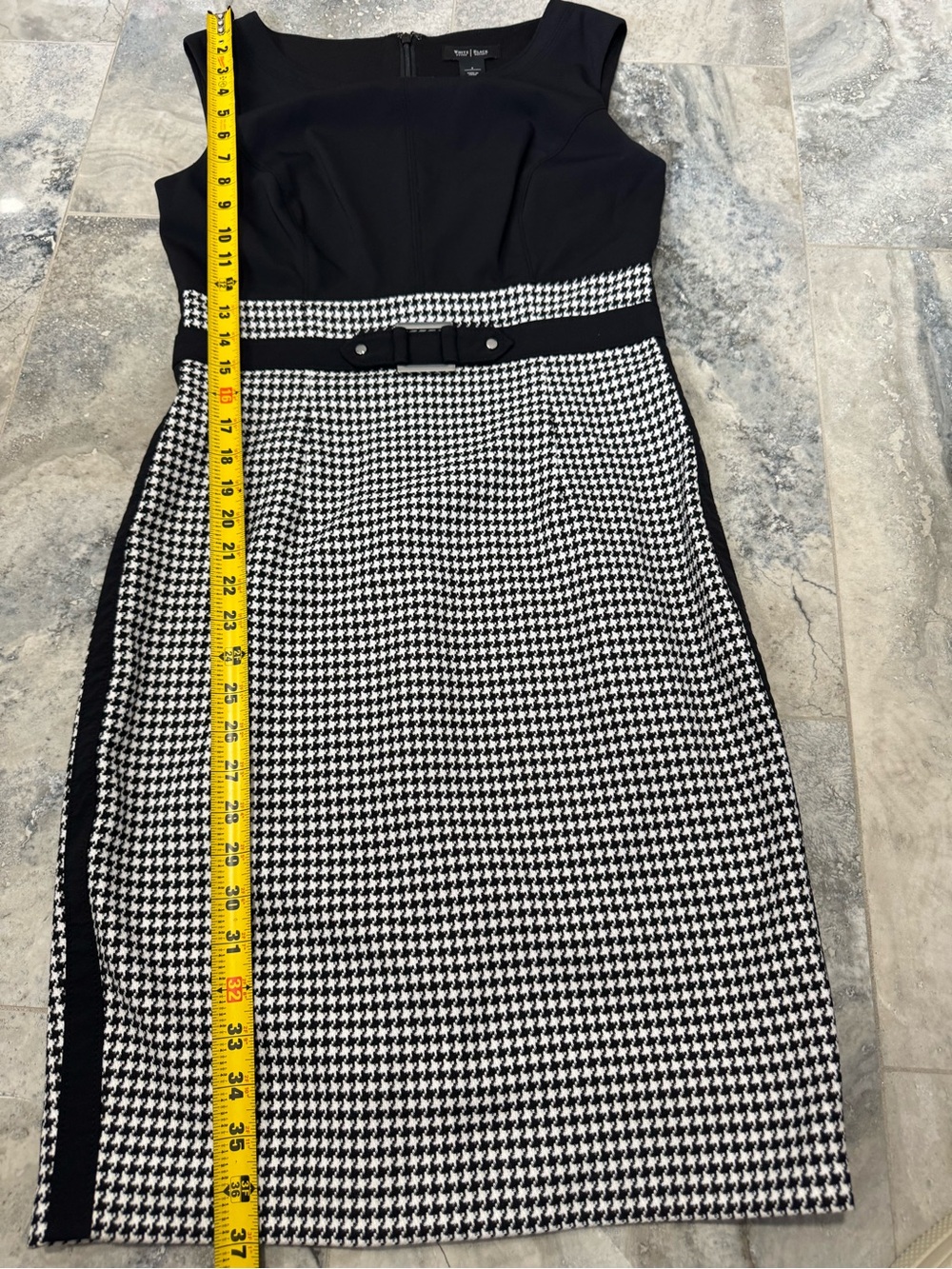 White House Black Market Black & White Houndstooth Midi Sheath Dress - Picture 7 of 8